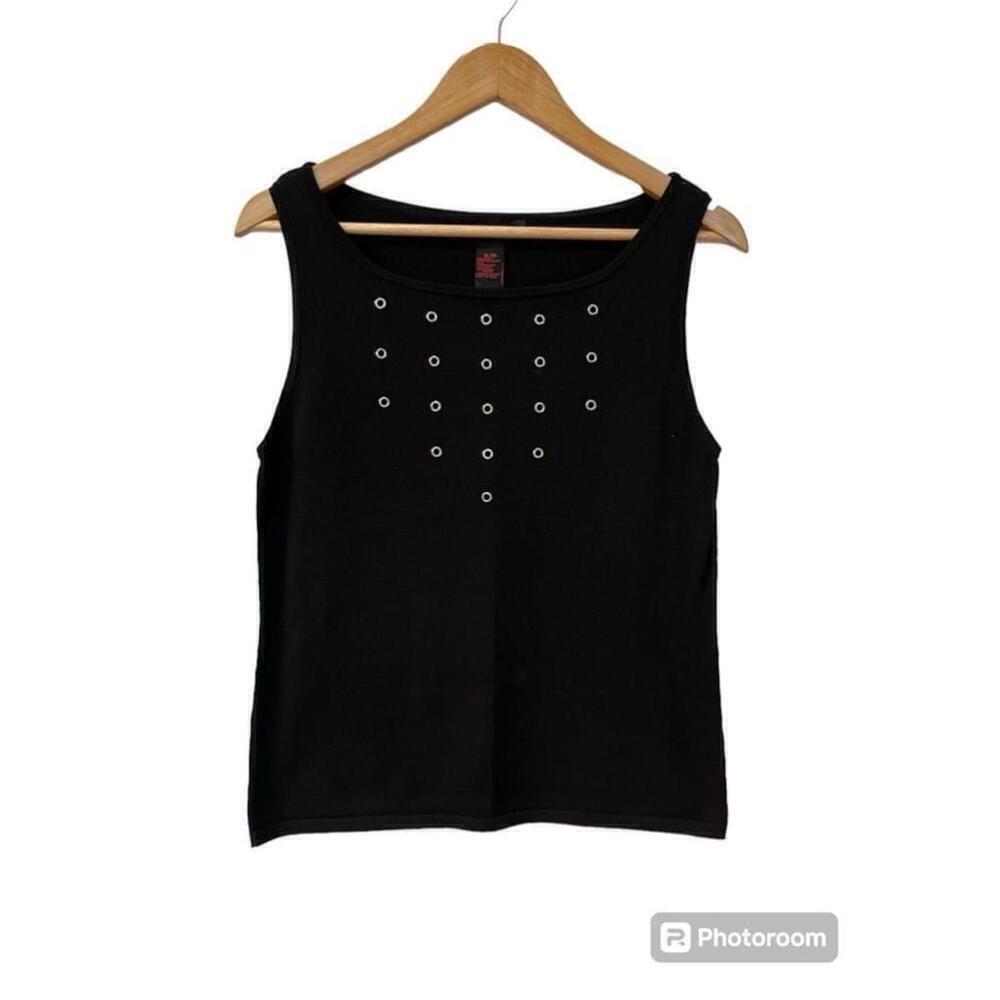 Oscar Leopold Black Tank Top with Grommets